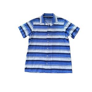 Polo Ralph Lauren Mens Linen Button-front Shirt, Size Large , Blue Stripes Shirt